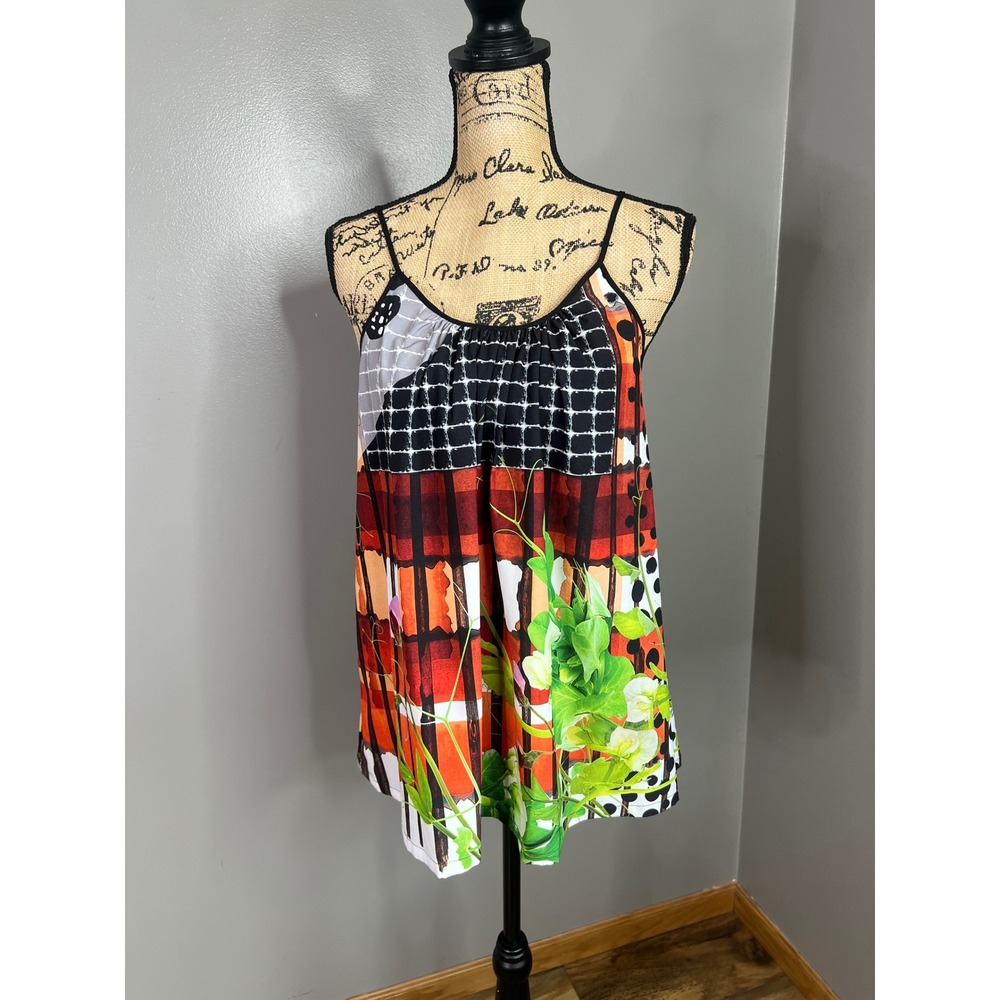 Clover Canyon bright floral tank top medium tropical Vacation travel casual